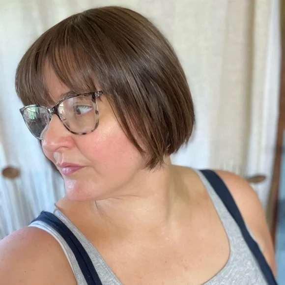 MEDIUM BROWN SYNTHETIC FIBER TOPPER BOB LENGTH WITH BANGS - Picture 14 of 15